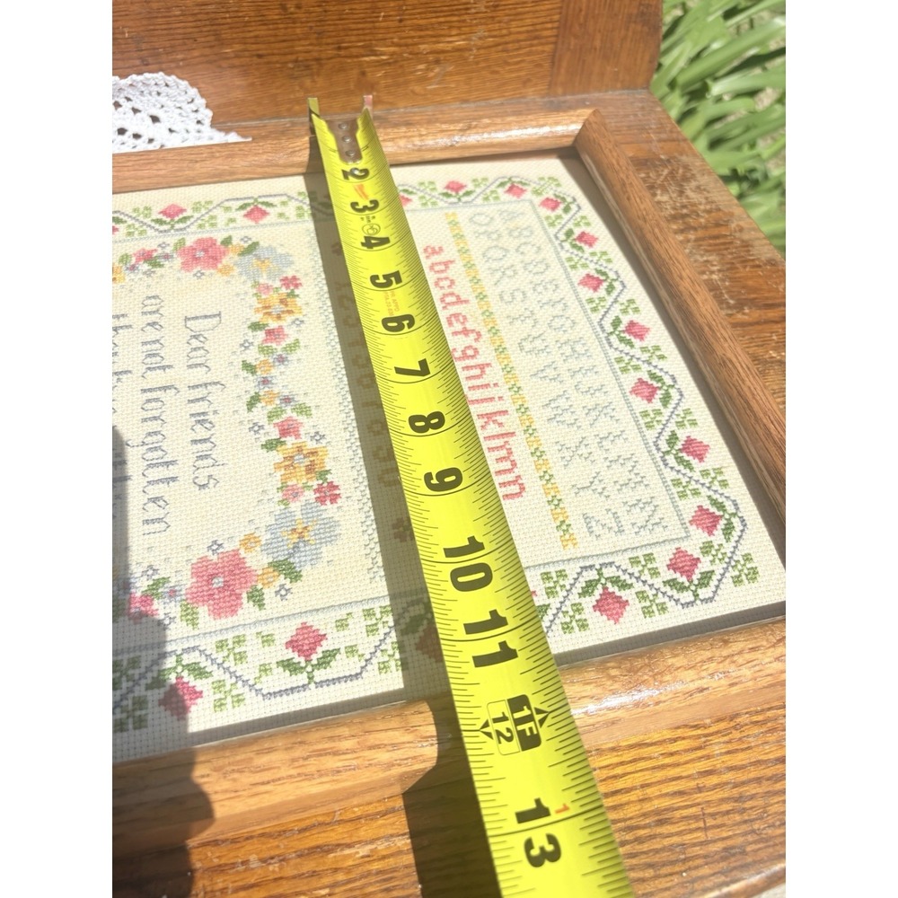 Vintage Framed Cross Stitch Sampler Dear Friends Live Within Your Heart 12 X 15 - Picture 7 of 9